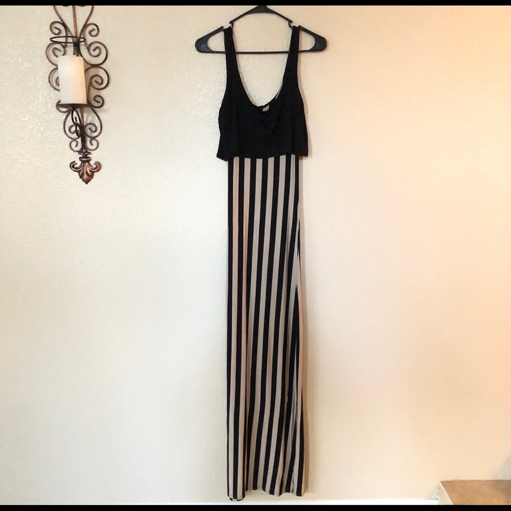Black & Cream Maxi Dress